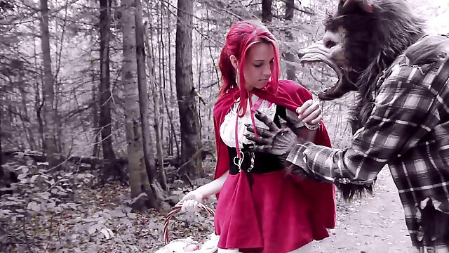 Wild outdoors fucking with red riding hood babe Brind Love