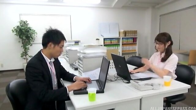 Hardcore fucking on the office table with a sexy Japanese secretary