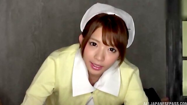 POV video of Japanese nurse Mari Rika giving a blowjob to a stranger