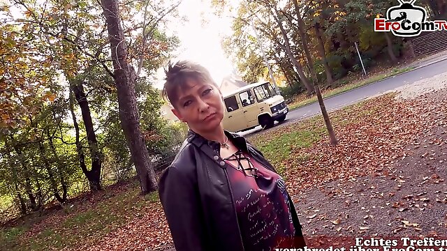 German ugly mom public pick up flirt and fuck