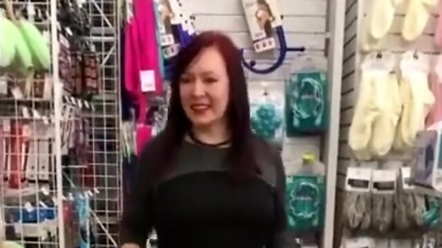 Redhead wife sucks and swallows my load in public