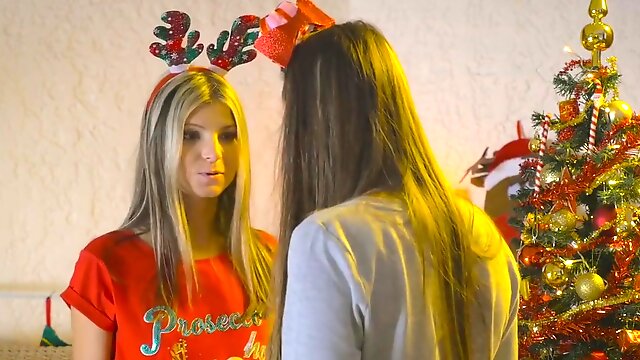Christmas fucking with a strapon and models Gina Gerson & Blue Angel