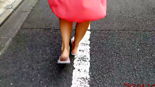 Mistress Kym walking bare feet POV