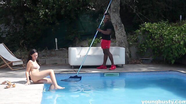 MILF babe Gina Ferocious fucked hardcore by her black pool boy