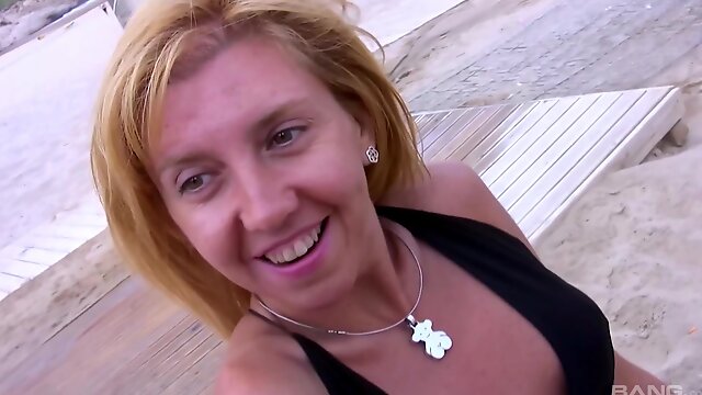 Mature blonde Eva Persson picked up on the beach for a hardcore fuck