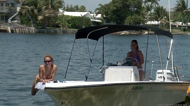 Mature cougar lesbian couple Prinzzess and Anita Dark on a yacht