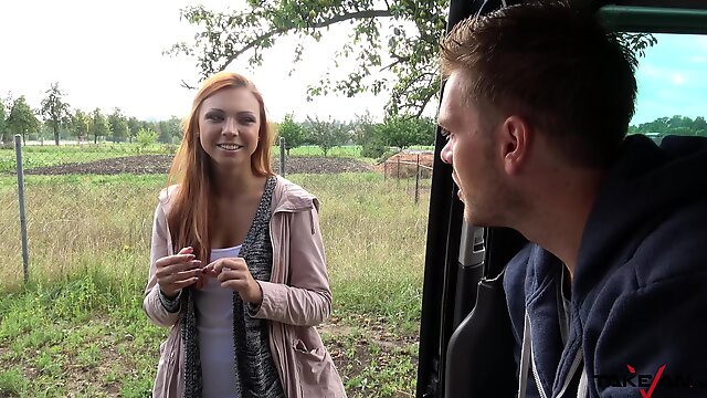 Redhead Morgan loves getting pounded in the back seat