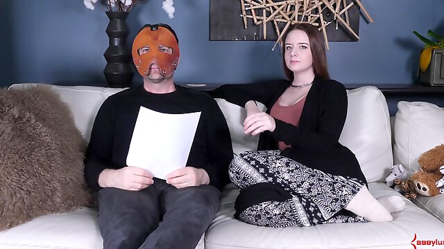 Back stage of a fetish scene with Jessica Kay and a masked guy