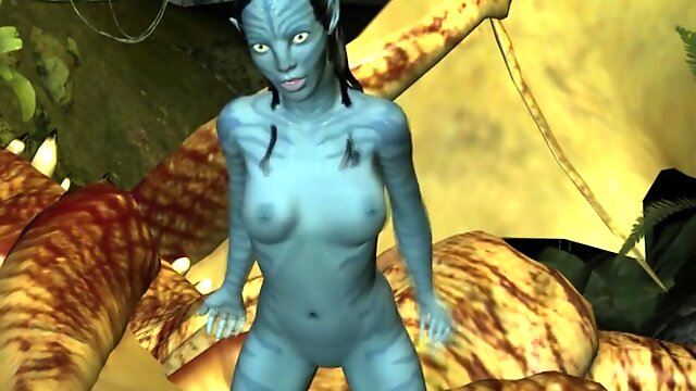 Neytiri masturbates her juicy pussy in the Avatar forest