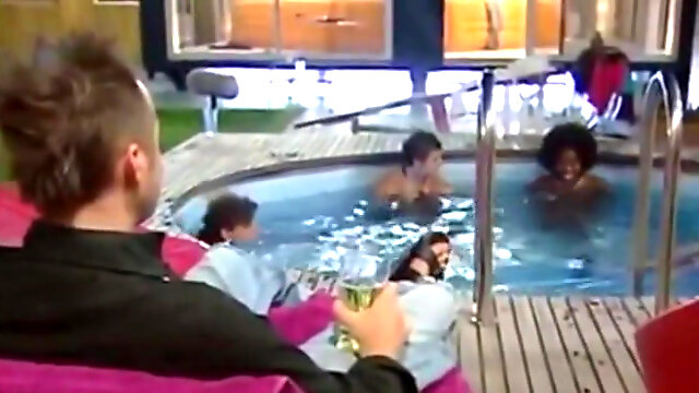 Big orgy in the pool with naked girlfriends