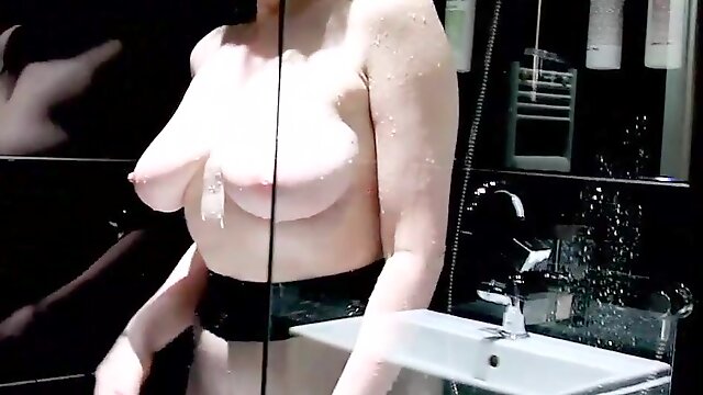 Redheaded Sluts Showers With Nylons On