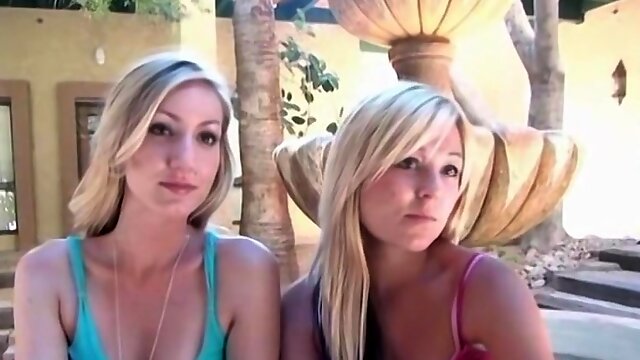 Two adorably cute blonde teens explore each others bodies and fuck