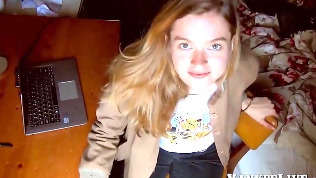 Sexy bitch shows her jugs for the camera and pleasures her pussy