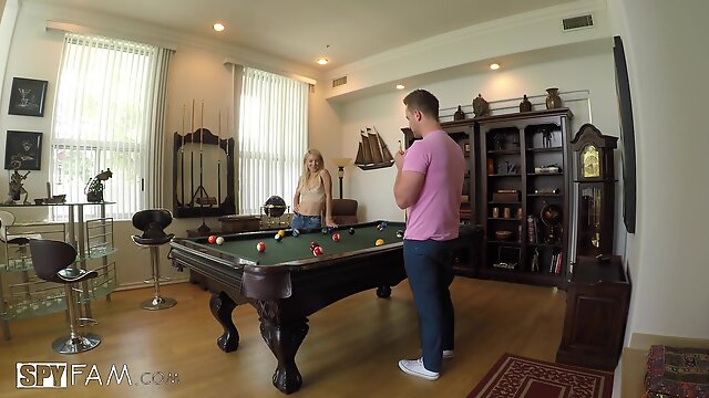 Laura Bentley bends over a pool table for a nasty fuck