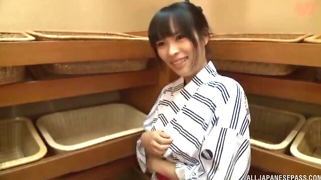 Touching the private parts of the appealing Japanese teen girl