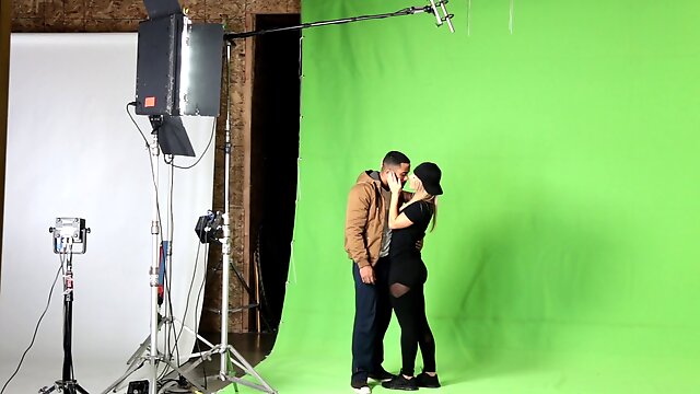 Co-stars on a photo shoot have red hot interracial sex