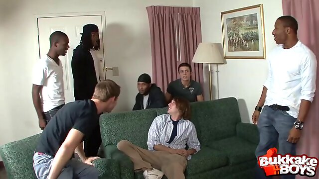 Black gay guy gangbanged by a group of white guys in a hotel