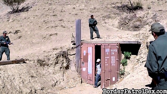 Border patrol agents capture a hot chick and fuck her brains out