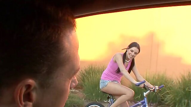 Sexy 18 y.o. chick on a bike gets picked up and screwed hard