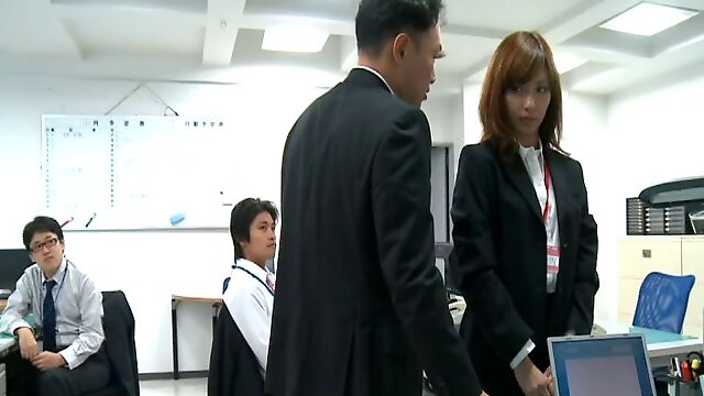 Dashing Japanese office girl gets fucked by her new boss at work