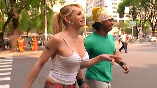 Mature blond shemale gets picked up in the street and fucked