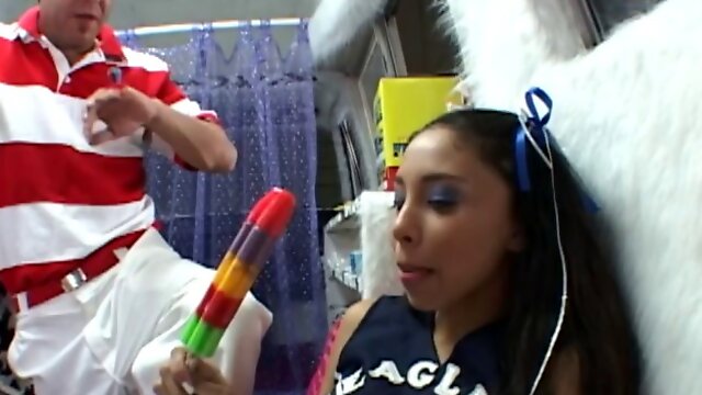 Pigtailed cheerleader Alexis Love gets her vag fucked deep in CMNF vid