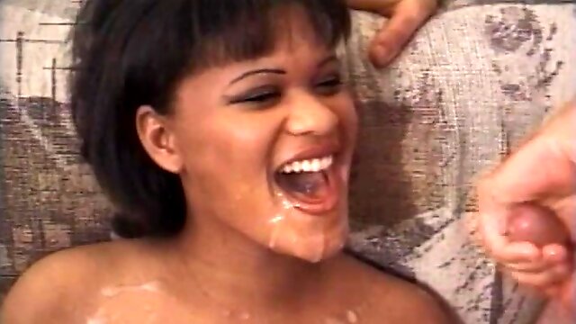 Black milf Michiko satisfies a few men in a hot gangbang scene