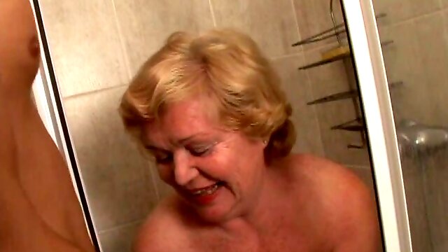 Blonde granny Alice blows and enjoys sex in the side-by-side position