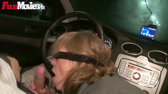 Blindfolded hottie Marga enjoys sucking some guys prick