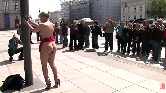 German bitch gets tortured and fucked in public