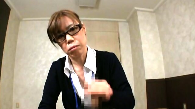 Japanese Mature in Glasses Giving A Great Blowjob in Office POV