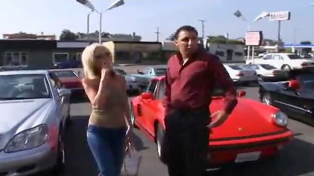 Big tittied blonde chick getting fucked on the car