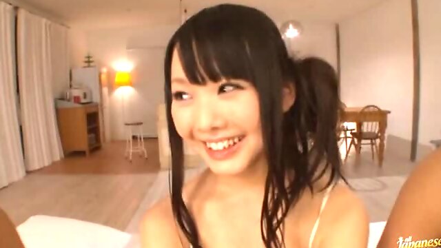 Ruka Ishikawa enjoys MMF threesome and gets her face covered with cum