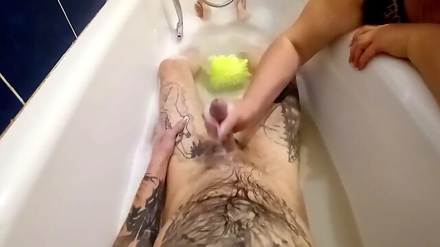 Stepmom Washes Me In The Bathroom And Jerks Off My Cock
