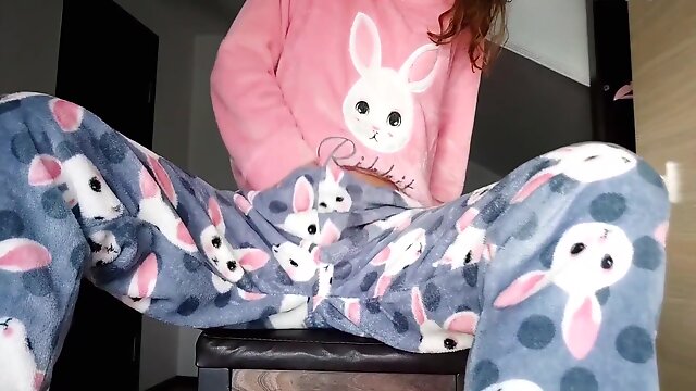 Schoolgirl In Pajamas Plays With Black Vibrator 8 Min