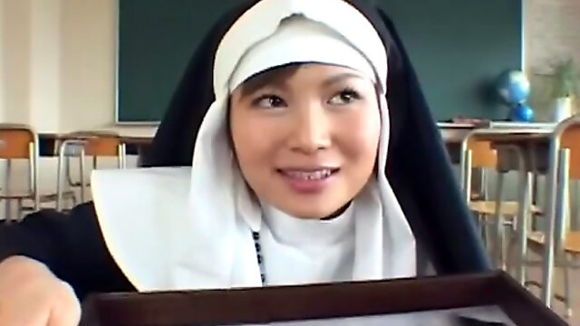 Pretty Asian nun is swallowing loads of jizz