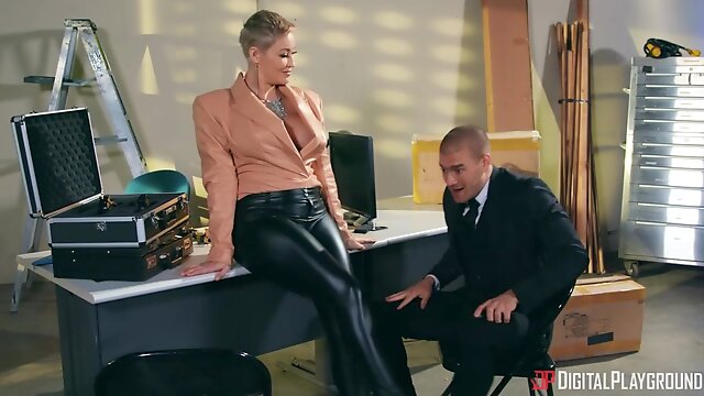 A naturally busty MILF gets thoroughly fucked  in her office.