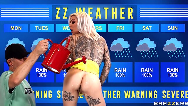 Crazy weather report with gorgeous MILF Karma RX