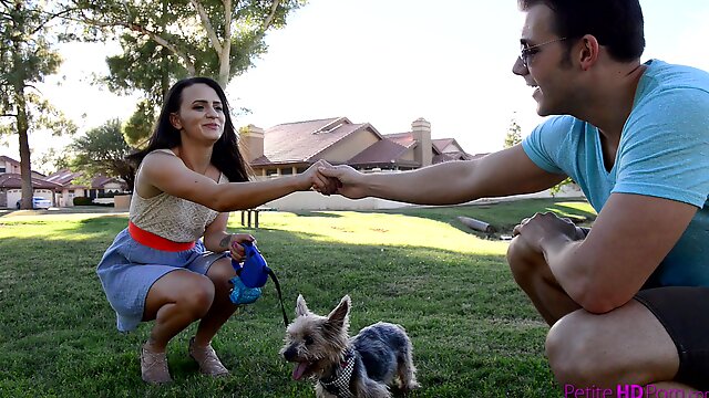 Lovely babe Alex More makes a cock disappear in her hairy pussy