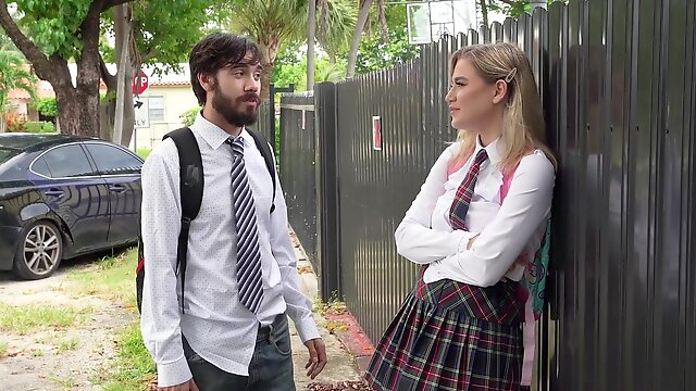 Naughty college babe Blake Blossom moans while riding a large cock