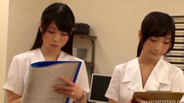 Naughty Asian nurse gets her tight pussy pounded by a patient