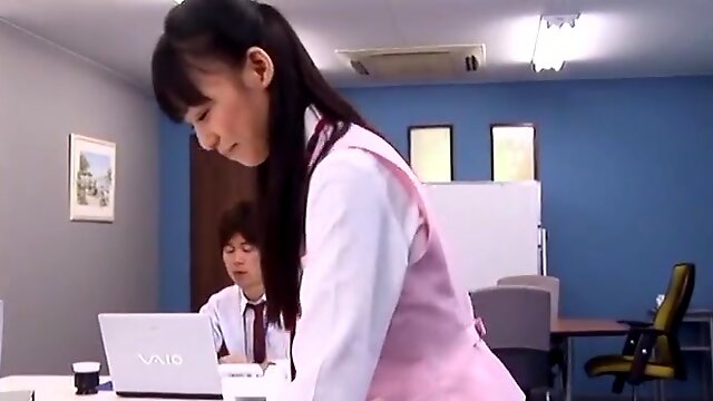 Cum on ass ending after wild office fucking with Aino Kishi