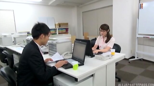 Amazing fucking on the office table with a stunning Japanese secretary