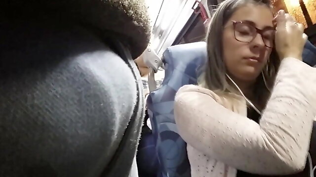 Big tits girl on the bus