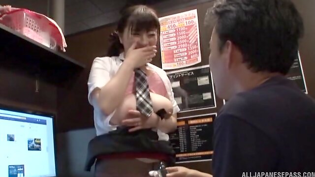 Lucky guy nails Hoshino Hibiki for all shes worth and cums on her ass