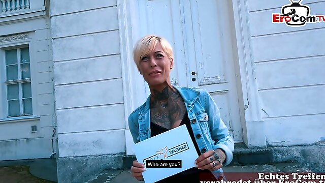 Skinny german tattoo milf at public flirt date fuck story