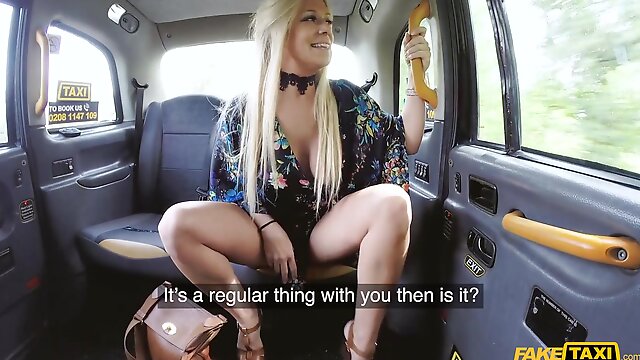 Blonde milf Sasha Steele ramming a fat drivers penis in his taxi cab