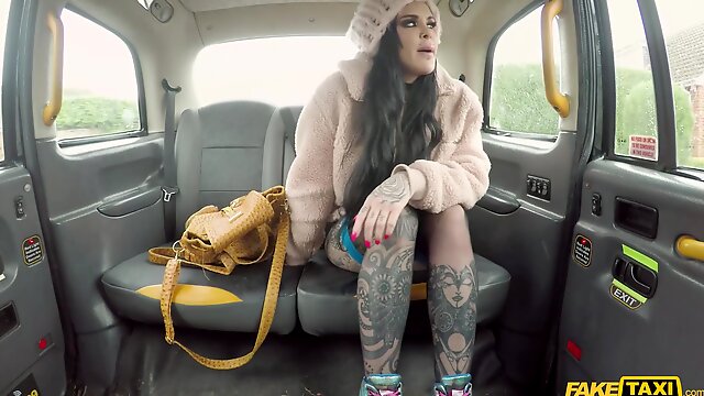 Tattooed Karma Synn enjoys hard sex games with a stranger in the car