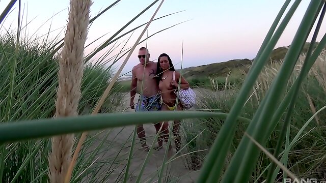 Rachel Rose is at the beach with her fella getting nailed doggy style