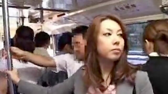 Sexy Japanese babe getting her ass touched in the public bus